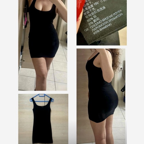H&M Black Cotton Elastic Mini Dress like new