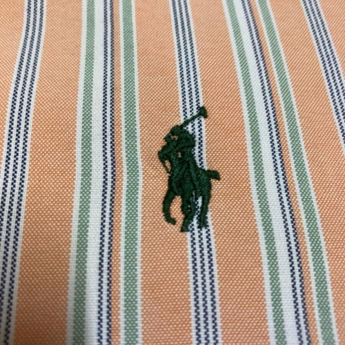 Ralph Lauren Fun Overhemd XL classic fit oxford orange green white pinstripe long sleeve shirt