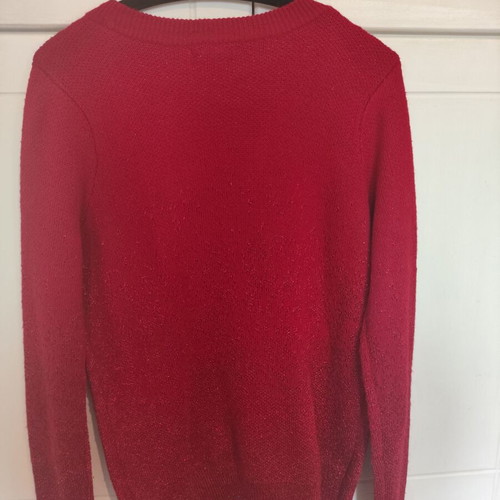 Red H&M sweater with glitter, like new, size M