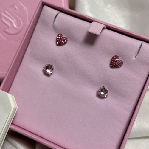 Swarovski earrings set like new, pink and silver