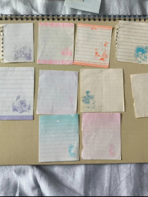 Small letter papers used, pack of 10, vintage 80s-90s