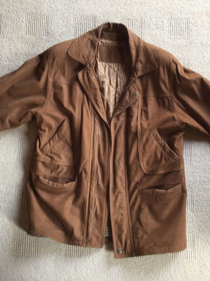 Suede jacket like new, beige and brown
