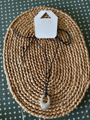 BSB necklace leather strap and silver charm new