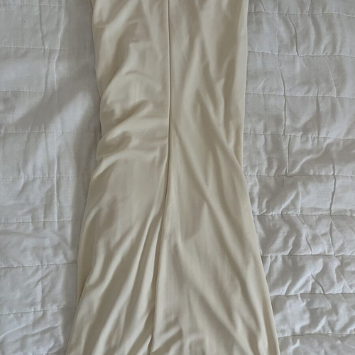 Zara cream mini dress like new, fitted with side and back ruching