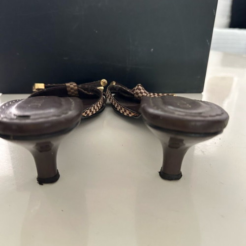 Louis Vuitton mules used, brown damier, size 38