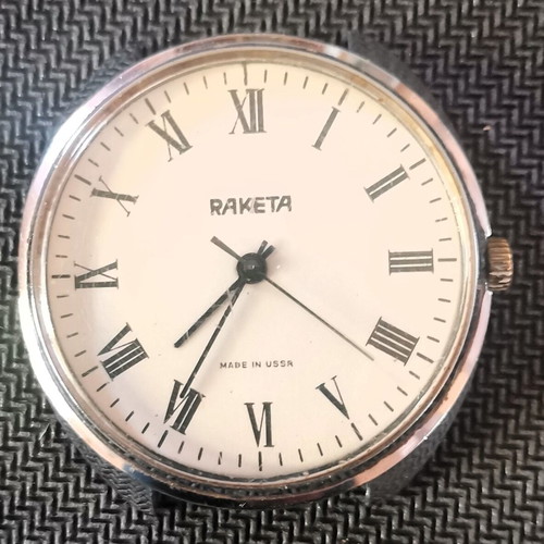 Raketa and Poljot Russian mechanical wristwatches used, white and silver