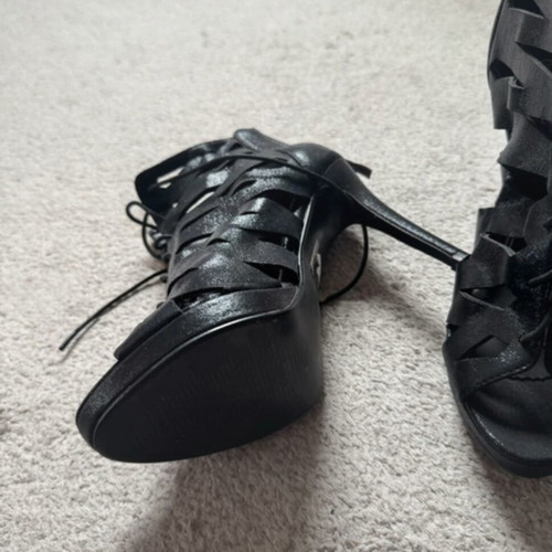 Black high stiletto sandal new, size 38