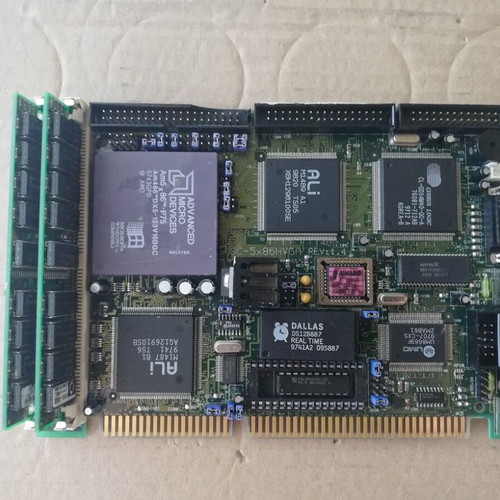 SSC-5X86HVGA REV:1.4 ICP Board ISA Slot Industrial Motherboard with CPU and RAM used