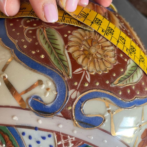 Satsuma vase like new with handmade decoration, large porcelain