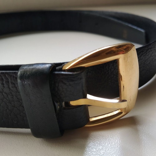 Vintage black leather belt L'Aiglon used, size 90