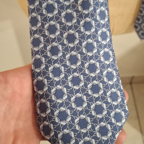 Hermes vintage μπλε μεταξωτή γραβάτα