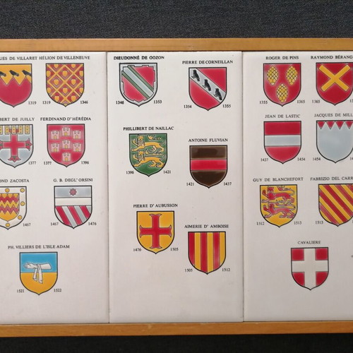 Coat of Arms Tiles used, set of 3 in frame from Rhodes Knights
