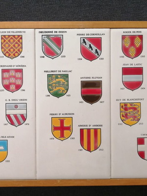 Coat of Arms Tiles used, set of 3 in frame from Rhodes Knights