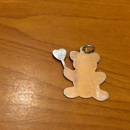 Silver pendant teddy bear with heart 925