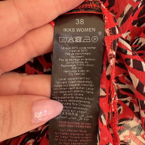 Ikks Women airy blouse size 38 M like new, black and red