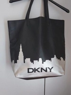 Τσάντα ώμου DKNY μεγάλη ευρύχωρη καινούργια, μαύρη και ασημί