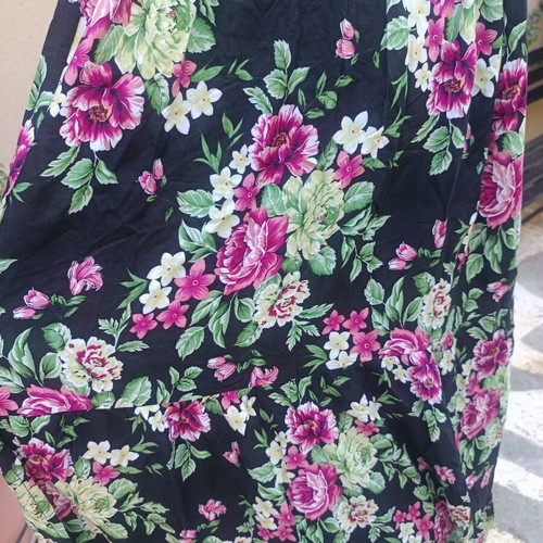 Floral Cotton Long Skirt new, size S/M with side slit and elastic waist