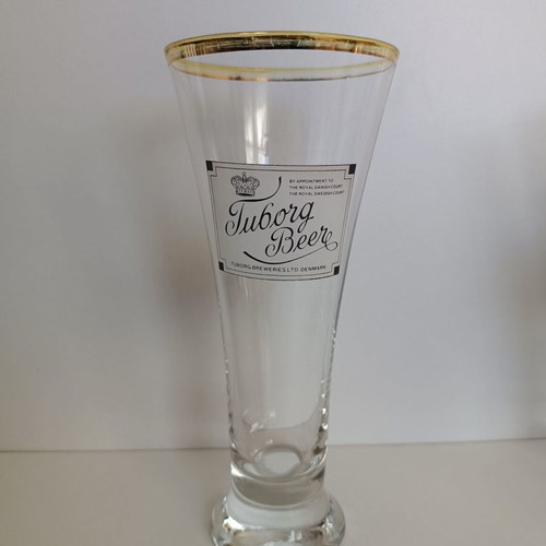 Tuborg Beer set of 5 tall glasses used, 18.5 cm height