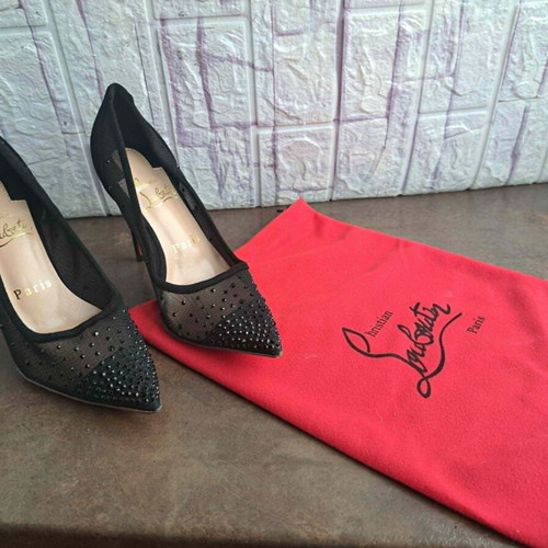 Christian Louboutin high heels size 35 new black suede and mesh