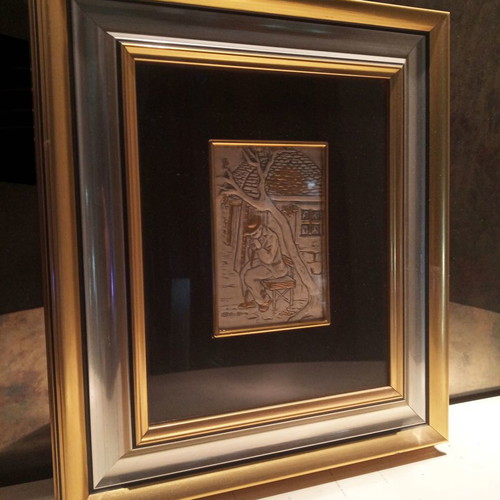 Set of 4 Handmade .925 Silver Relief Paintings new