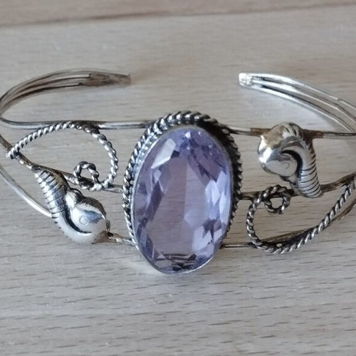 Handmade adjustable bracelet with large purple stone like new