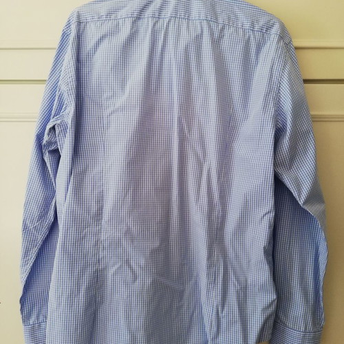 Oxford Company men's shirt used, checkered white-blue, size 41