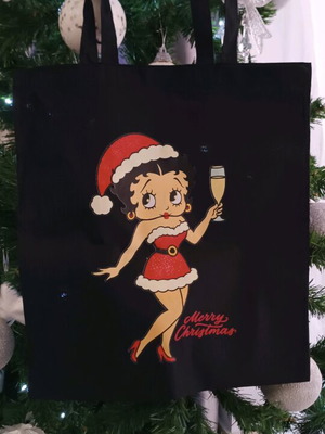 Betty Boop tote bag Christmas themed, new, black shoulder