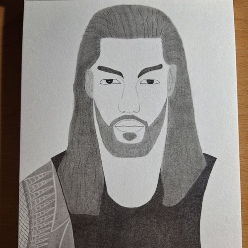 Roman Reigns handmade pencil drawing in A5 sketchbook