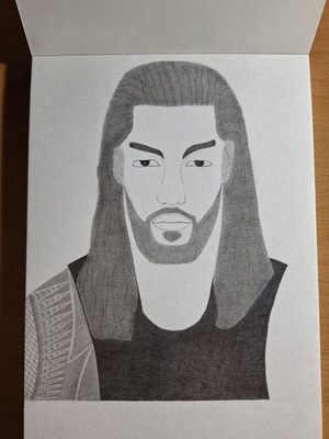 Roman Reigns handmade pencil drawing in A5 sketchbook