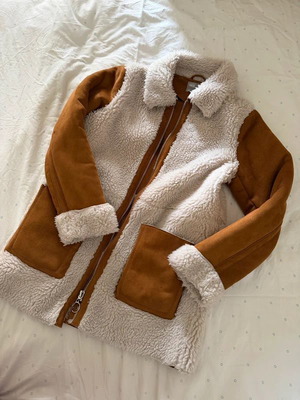 ASOS Teddy coat used, beige and brown, size S/M