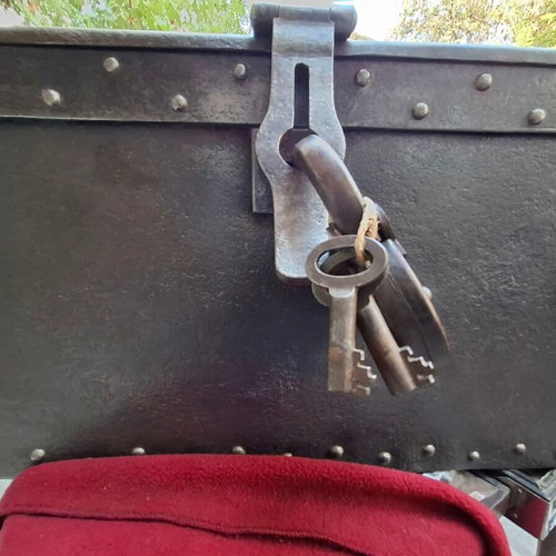 Wrought Iron Safe Like New, Handmade with Rivets