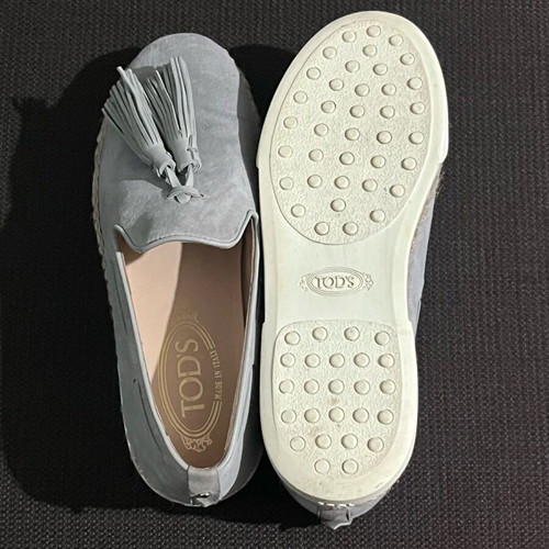 Tod's leather espadrilles women's size 37.5 gray