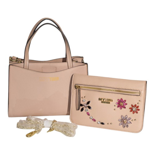 My Twin by Twinset nude pink bag with crystals and detachable pouch like new