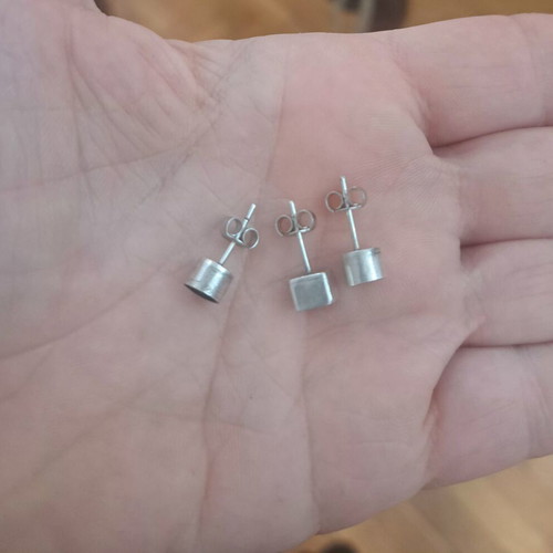 Handmade silver stud earrings 925, set of 3, geometry design, like new