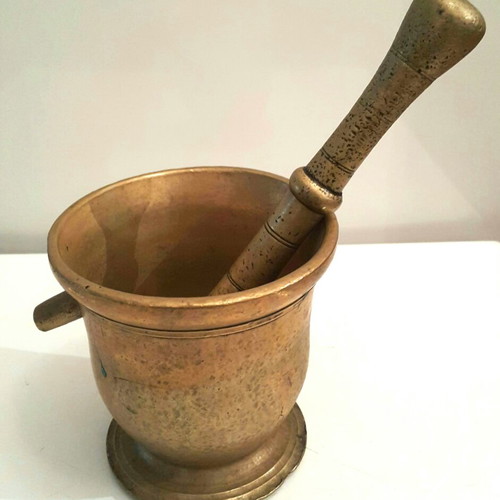 Vintage brass mortar used