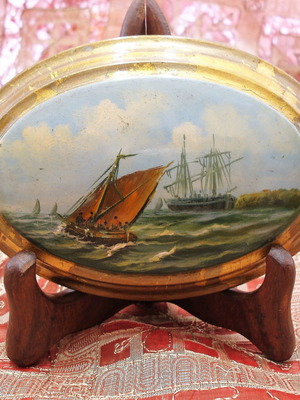 Seascape on wood used, collectible 1950-60