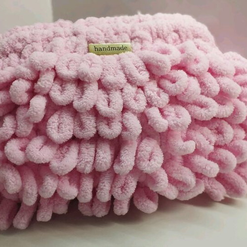 Handmade knitted puffy bag pink new handbag