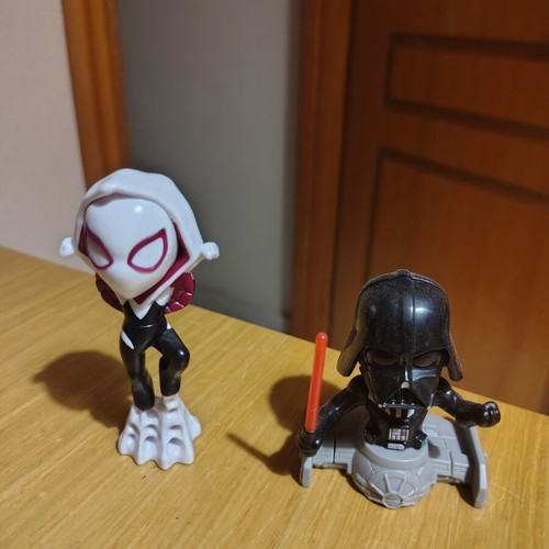 Darth Vader and Spiderwoman Kinder figures like new