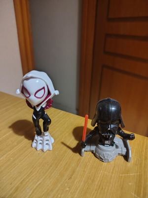 Darth Vader and Spiderwoman Kinder figures like new
