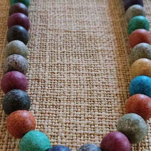 Handmade long necklace with ceramic beads like new, colorful