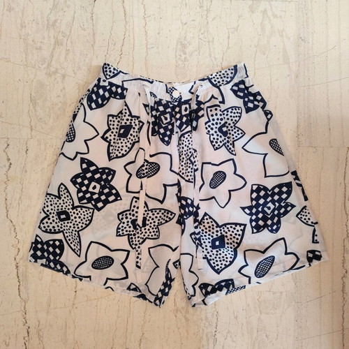 Vintage handmade silk shorts 80s, like new, white and blue