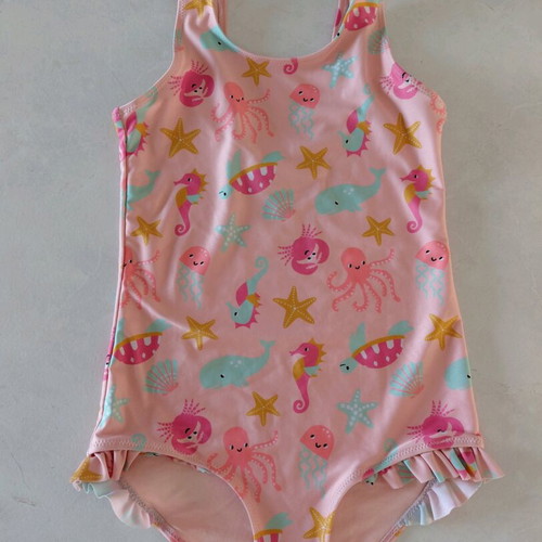 H&M kids' one-piece swimsuit like new, pink with sea animals