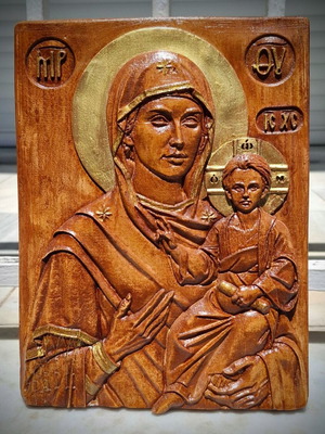 Relief icon of Panagia Odigitria new, 23.5 x 17.5 x 2.5 cm