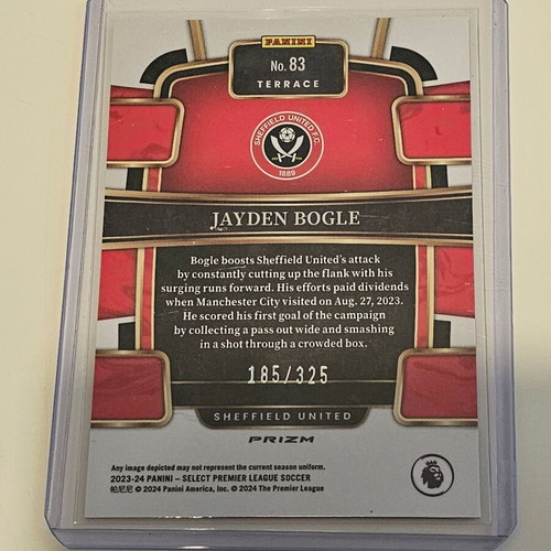 Panini Select Jayden Bogle RC 2023-24 card new, Sheffield United