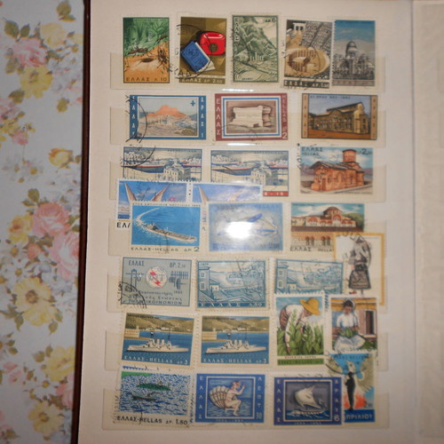 Stamp album old, Greek and foreign stamps