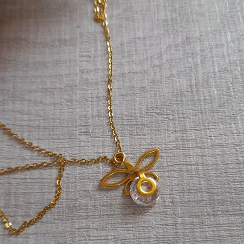 Dragonfly necklace made of stainless steel gold color new