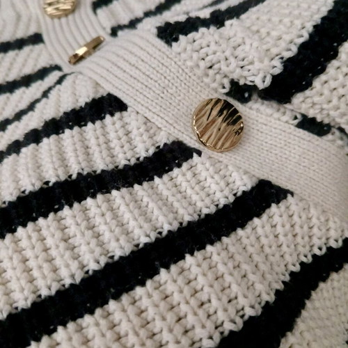 H&M Cotton Breton Sweater like new with Stripes and Gold Buttons