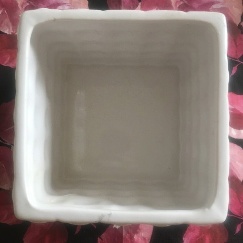 Polnix large white ceramic cube cache-pot used