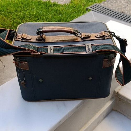 Bartuggi Beauty Case used, navy blue with leather details