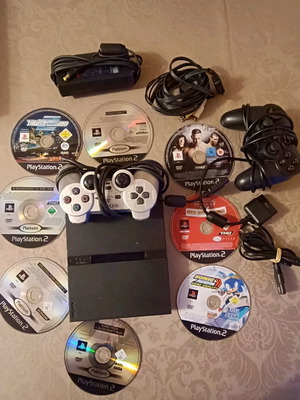 Κονσόλα PlayStation 2 Slim SCPH-77004 μεταχειρισμένη με 8 παιχνίδια και αξεσουάρ